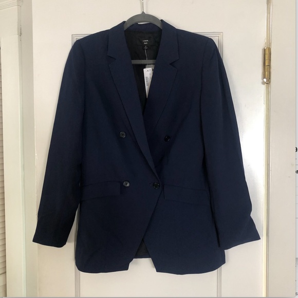NWT J.Crew Navy Double Breasted Blazer, sz 4 long - Picture 3 of 9